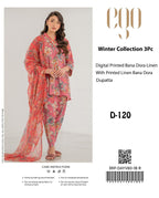EGO Bana Dora Linen Digital Printed All over 3pc