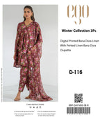 EGO Bana Dora Linen Digital Printed All over 3pc