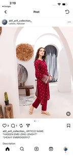 Premium quality Dhanak 2pc fully embroidered